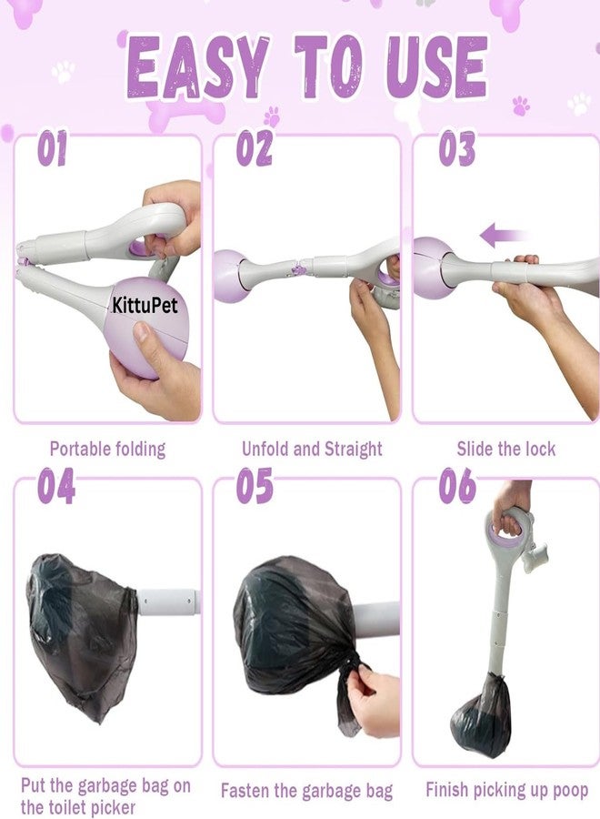 KittuPet مجرفة فضلات محمولة من KittuPet مع أكياس نفايات | أداة متينة لالتقاط الفضلات بمقبض طويل 28 بوصة - Image 5